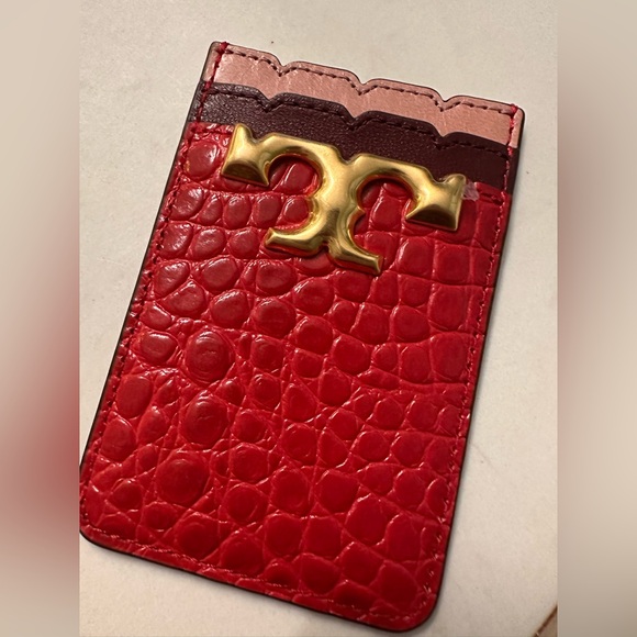 NWT! NEW! Tory Burch Eleanor Gold Logo Phone Card Pocket Holder(Last one no box)